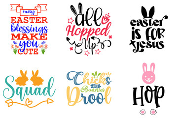 Classic Easter Day Calligraphy Bundle Vector Illustration for Stationery, Greeting Card, Mug Design