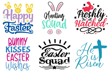Minimalist Easter Day Typography Set Vector Illustration for Label, Social Media Post, Bookmark