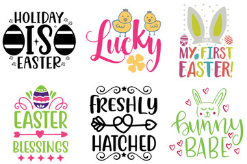 Decorative Easter Calligraphic Lettering Bundle Vector Illustration for Flyer, Bookmark, Packaging