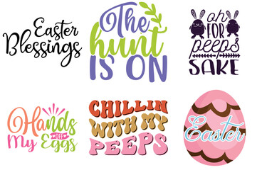 Modern Easter and Spring Hand Lettering Set Vector Illustration for Banner, Icon, Gift Card