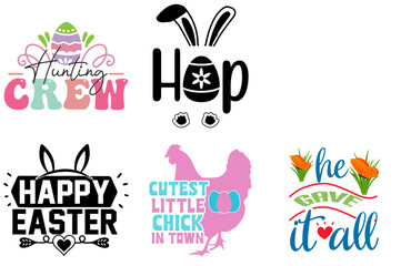 Cute Easter Day Phrase Collection Vector Illustration for Printing Press, Banner, Motion Graphics