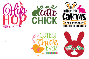 Modern Easter and Spring Invitation Set Vector Illustration for Printable, Advertising, Wrapping Paper