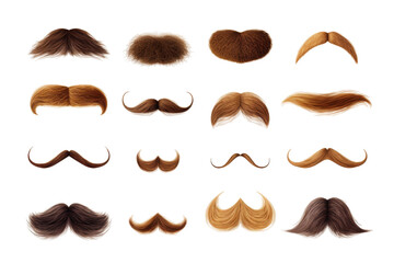 Assortment of Different Types of Mustaches. This photo showcases a variety of distinctive mustache styles, each highlighting a unique and diverse range of facial hair designs. - obrazy, fototapety, plakaty