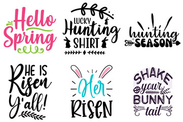 Creative Easter Sunday Quotes Set Vector Illustration for Vouchers, T-Shirt Design, Flyer