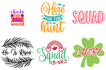 Cute Easter and Spring Inscription Bundle Vector Illustration for Gift Card, Newsletter, Brochure