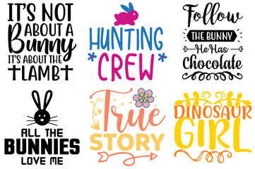 Naklejka premium Decorative Easter Day Phrase Bundle Vector Illustration for Stationery, Holiday Cards, Decal