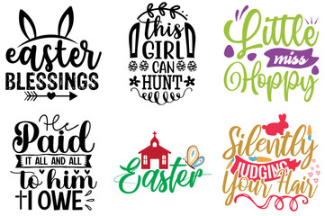 Cute Easter Day Inscription Collection Vector Illustration for Decal, Social Media Post, Magazine