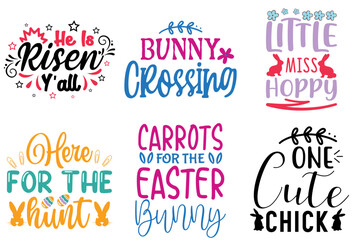 Vibrant Easter and Spring Trendy Retro Style Illustration Bundle Vector Illustration for Newsletter, Poster, Gift Card