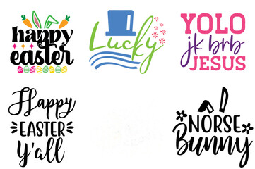Minimal Easter and Spring Typography Bundle Vector Illustration for Social Media Post, Label, T-Shirt Design