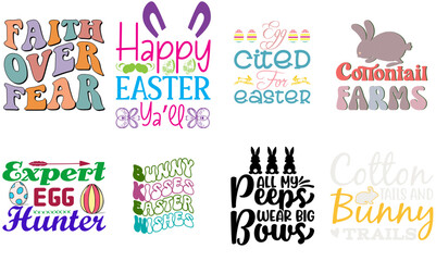 Decorative Easter Hand Lettering Set Vector Illustration for Icon, Poster, Greeting Card