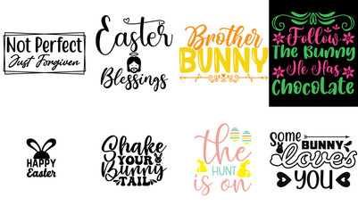 Vibrant Easter Sunday Calligraphy Bundle Vector Illustration for Icon, Printable, Sticker