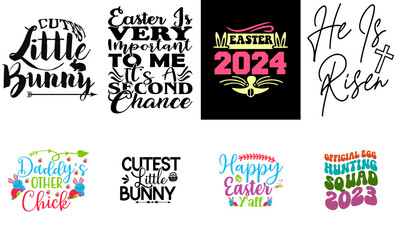 Cute Easter Day Hand Lettering Collection Vector Illustration for Advertisement, T-Shirt Design, Presentation