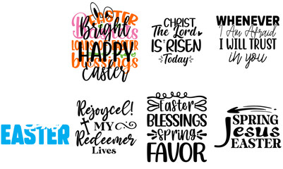 Vibrant Easter and Holiday Typography Collection Vector Illustration for T-Shirt Design, Printing Press, Banner