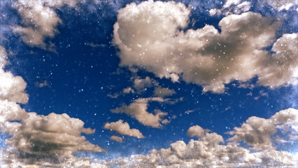 nice snow fall on clouds on sky backdrop - photo of nature