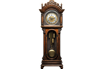Grandfather Clock. A photograph of a traditional grandfather clock standing on a Transparent background.
