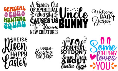 Simple Easter and Spring Calligraphic Lettering Collection Vector Illustration for Stationery, Bookmark, T-Shirt Design