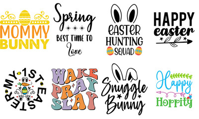 Colourful Easter Day Phrase Set Vector Illustration for Stationery, Newsletter, Bookmark