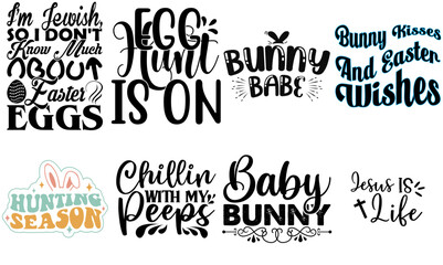 Minimalist Easter Day Calligraphic Lettering Set Vector Illustration for Mug Design, Banner, Advertisement