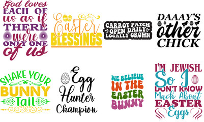 Fototapeta premium Colourful Easter Sunday Labels And Badges Bundle Vector Illustration for Wrapping Paper, Mug Design, Stationery
