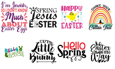 Vibrant Easter Sunday Hand Lettering Collection Vector Illustration for Vouchers, Announcement, Icon