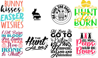 Colourful Easter Calligraphy Bundle Vector Illustration for Gift Card, Printing Press, Logo