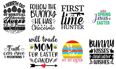 Modern Easter Calligraphy Collection Vector Illustration for Magazine, Brochure, Label
