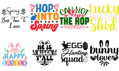 Simple Easter Calligraphy Bundle Vector Illustration for Sticker, Advertising, Social Media Post - obrazy, fototapety, plakaty