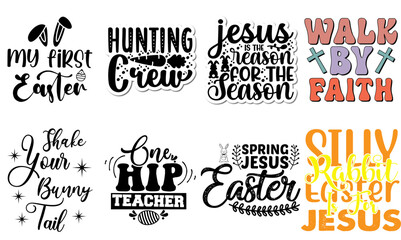 Cute Easter Phrase Set Vector Illustration for Banner, Icon, Printable