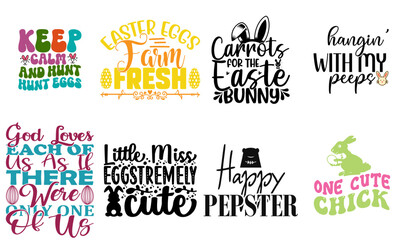 Creative Easter Labels And Badges Set Vector Illustration for Banner, T-Shirt Design, Packaging