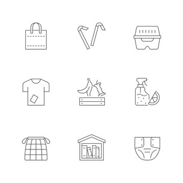 Set line icons of zero waste