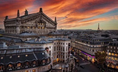 A View of Paris City at Sunset From a High Point of View