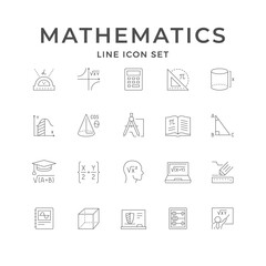 Set line icons of mathematics
