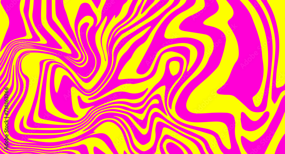 Poster pink and yellow trippy melting psychedelic background in style of the 70s.