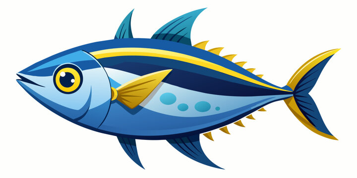 blue tuna fish with yellow details clip art preview
