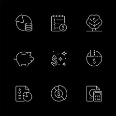 Set line outline icons of budget