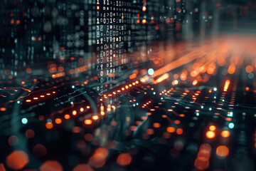 Obraz premium A blurred image of a circuit board with numbers and letters on it