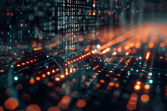 A blurred image of a circuit board with numbers and letters on it