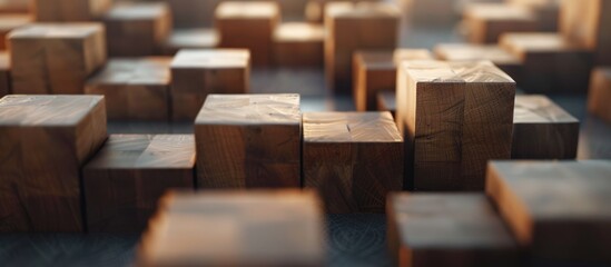 The transformation of wooden cubes symbolizes the shift from wealth to health, encompassing human rights, social issues, mental health, education, and personal growth, captured in a illustration. - obrazy, fototapety, plakaty