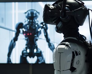 Naklejka premium Representation of Shadow AI within a virtual reality game