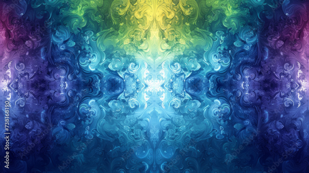 Wall mural Seamless pattern: blue, green and purple designs in the style of alchemical symbolism