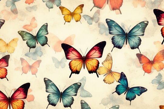 Pattern of butterflies on white background © Guizal