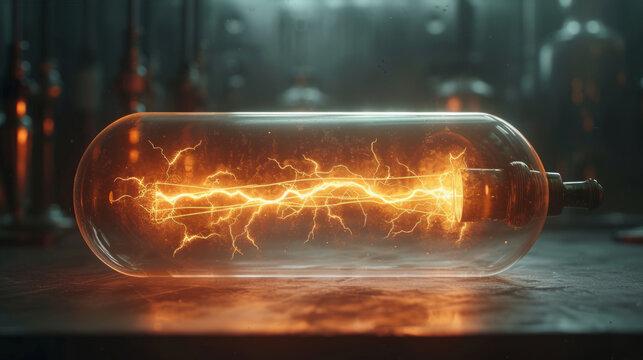 A lightning bolt inside a transparent capsule