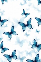 Blue butterflies on a white background