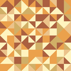 Geometric pattern with brown, yellow and orange triangles. Geometric modern ornament. Seamless abstract background