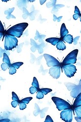 Blue butterflies on a white background