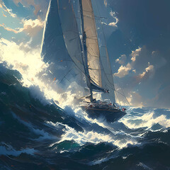 Majestic Sailing Adventure in Stormy Seas