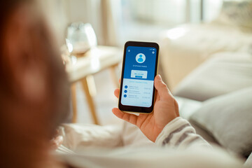 Man checking bank account on smartphone