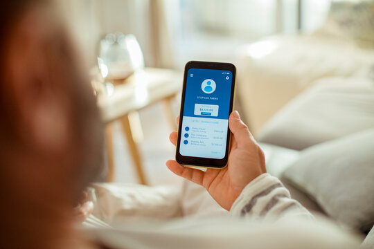Man checking bank account on smartphone