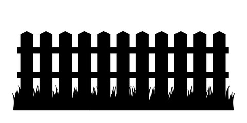 Black simple garden fence vector