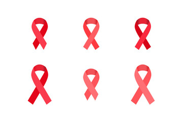 Red awareness ribbons vector set